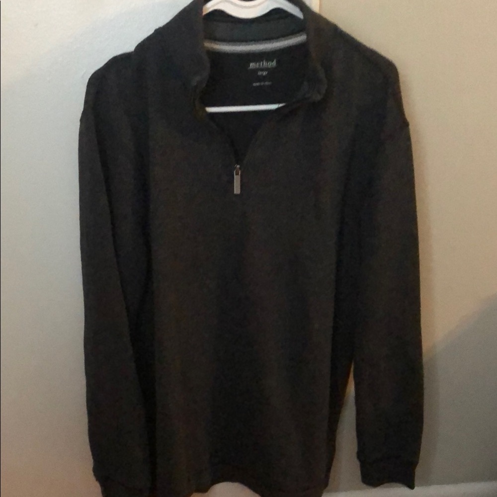 Method Men's Ribbed Black Quarter Zip Sweater